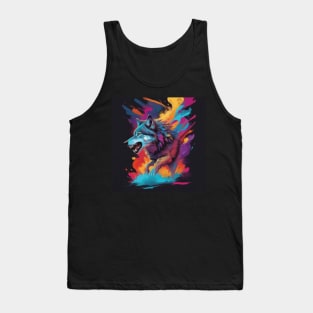 Artistic Wolf Tearing Tank Top